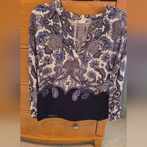 Lascana Paisley Print V-Neck Blouse, Worn Once, Great Condition